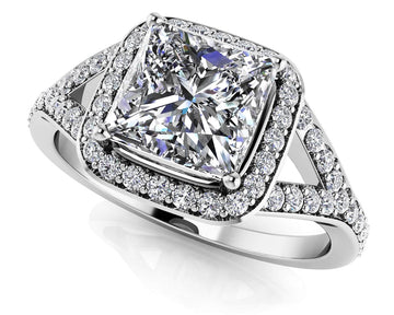 Captivating Diamond Square Frame Engagement Ring Lab-Grown Diamond with 1.27 ct. (1.00 ct. center diamond)