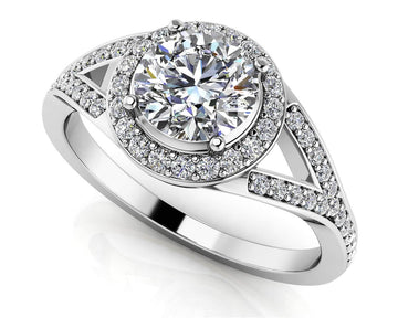 Brilliant Round Halo Engagement Ring Lab-Grown Diamond with 1.55 ct. (1.25 ct. center diamond)