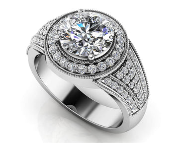 Cascading Diamond Engagement Ring Lab-Grown Diamond with 1.91 ct. (1.25 ct. center diamond)