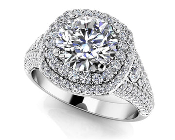 Deluxe Double Halo Diamond Engagement Ring Lab-Grown Diamond with 1.66 ct. (0.75 ct. center diamond)