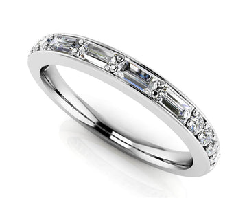 Alluring Baguette And Round Diamond Anniversary Band Lab-Grown Diamond with 0.46 ct.(finished) 3.2x1.5mm, 1.7mm