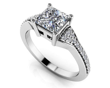 Mesmerizing Princess Engagement Ring Lab-Grown Diamond with 0.89 ct. (0.75 ct. center diamond)