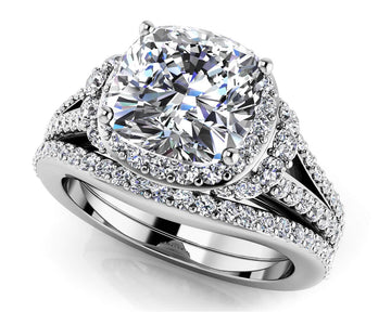 Split Shank Cushion Cut Bridal Set Lab-Grown Diamond with 2.90 ct. (2.00 ct. center diamond)