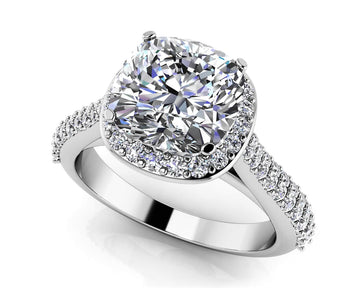 Love Story Cushion Cut Engagement Ring Lab-Grown Diamond with 2.62 ct. (2.00 ct. center diamond)