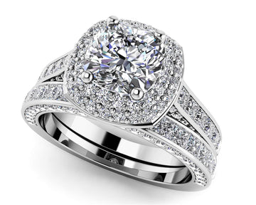 Journey Diamond Double Frame Bridal Set Lab-Grown Diamond with 3.50 ct. (1.50 ct. center diamond)