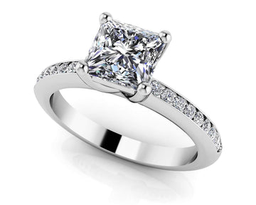 Blissful Princess Stone Shape Engagement Ring Lab-Grown Diamond with 1.21 ct. (1.00 ct. center diamond)