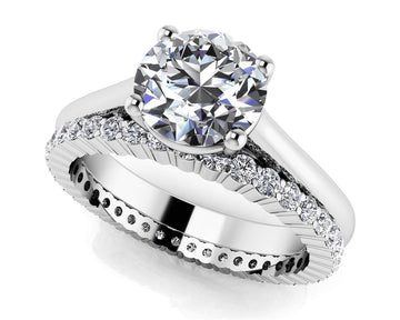 Round Diamond Cathedral Solitaire Eternity Set Lab-Grown Diamond with 1.52 ct. (1.00 ct. center diamond)