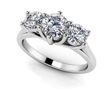 10 Prong Three Stone Diamond Engagment Ring Diamond with 2.00 ct. (1.00 ct. center diamond)