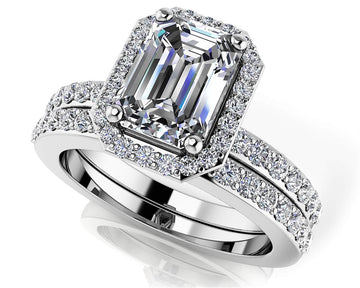Elegant Grace Emerald Cut Bridal Set Lab-Grown Diamond with 2.11 ct. (1.50 ct. center diamond)