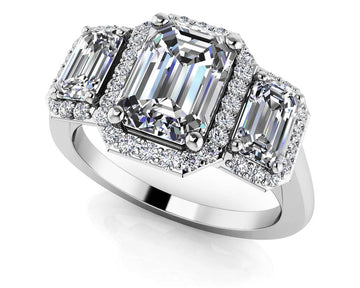 Expressive Love Three Stone Ring Lab-Grown Diamond with 2.76 ct. (1.50 ct. center diamond)