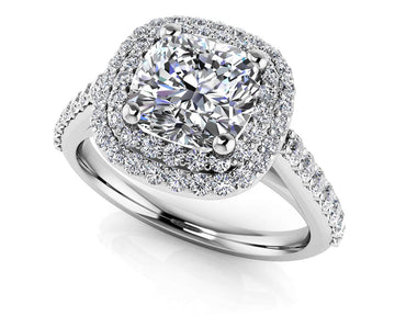 Double Halo Cushion Cut Engagement Ring Lab-Grown Diamond with 2.62 ct. (2.00 ct. center diamond)