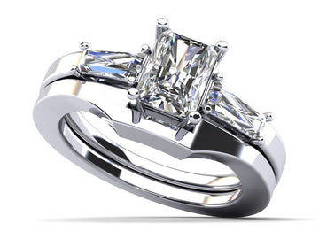 3 Stone Baguette Cut Diamond Bridal Set Lab-Grown Diamond with 1.22 ct. (0.70 ct. center diamond)