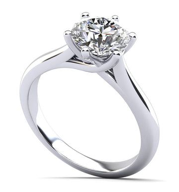 Six Curved Prongs Solitaire Diamond Engagement Ring Lab-Grown Diamond with 1.00 ct.(finished) 6.5mm