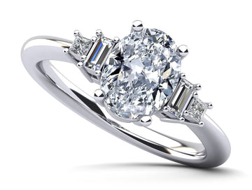Mixed Shapes Five Stone Engagement Ring Lab-Grown Diamond with 2.17 ct. (2.00 ct. center diamond)