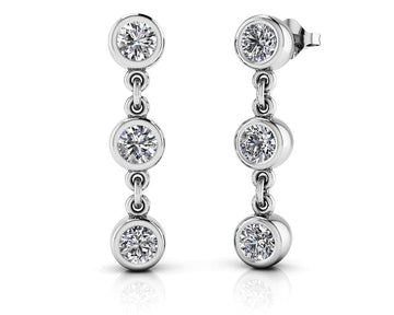 Six Stone Diamond Drop Earrings Lab-Grown Diamond with 0.96 ct.(finished) 3.5mm