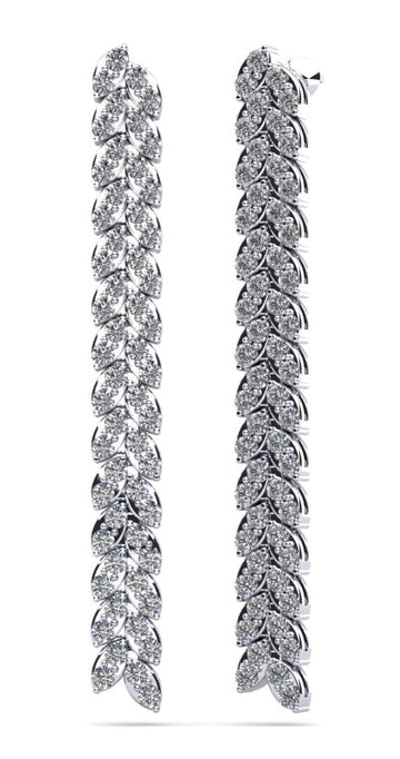 Diamond Drop Leaf Earrings Lab-Grown Diamond with 2.11 ct.(finished) 2mm