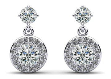 Heavenly Halo Drop Earrings Lab-Grown Diamond with 2.00 ct.(finished) 1.1mm, 3.8mm, 5.5mm