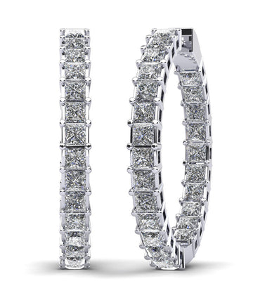 Princess Cut Diamond Hoop Earrings Medium Lab-Grown Diamond with 11.75 ct.(finished) 3.5mm