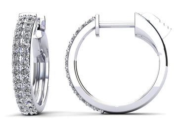 Two Rows Huggie Diamond Hoop Earrings Lab-Grown Diamond with 1.40 ct.(finished) 1.8mm