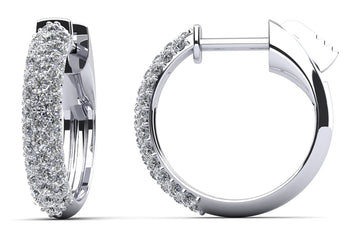 3 Rows Brilliant Cut Huggie Diamond Hoops Diamond with 0.59 ct.(finished) 1.2mm