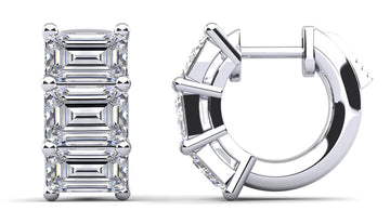Six Stone Emerald Cut Diamond Hoops Diamond with 1.20 ct.(finished) 4x3mm
