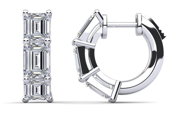 Six Stone Emerald Cut Diamond Huggie Hoops Diamond with 1.98 ct.(finished) 4.6x3.4mm
