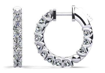 U Shape Prong Diamond Hoop Earrings Small Diamond with 2.56 ct.(finished) 3.5mm