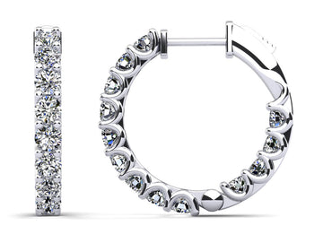 U Shape Prong Diamond Hoop Earrings Medium Diamond with 5.20 ct.(finished) 3.75mm