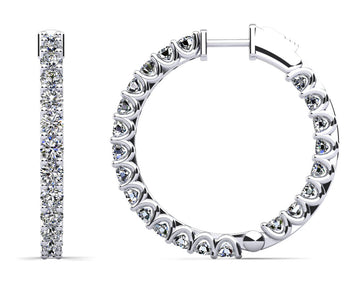 U Shape Prong Diamond Hoop Earrings Large Diamond with 10.00 ct.(finished) 4mm
