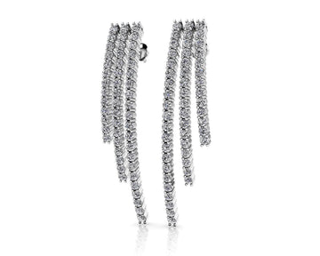 Triple Strand Diamond Earrings Lab-Grown Diamond with 1.98 ct.(finished) 1.6mm