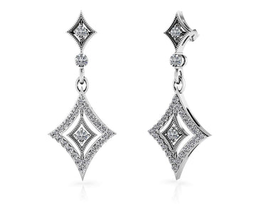 Diamond Drop Diamond Earrings Lab-Grown Diamond with 1.06 ct.(finished) 1.4mm, 2.5mm, 3mm