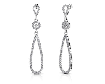 Long Teardrop Diamond Earrings Lab-Grown Diamond with 2.61 ct.(finished) 1.5mm, 1.7mm, 2mm