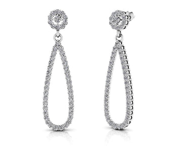 Long Teardrop Earrings Lab-Grown Diamond with 0.91 ct.(finished) 1.1mm, 1.5mm, 2mm