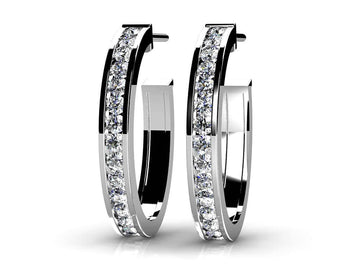 Floating Diamond Hoop Earrings Lab-Grown Diamond with 1.50 ct.(finished) 1.9mm