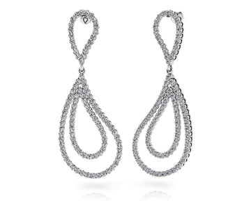 Curvy Teardrop Diamond Drop Earrings Lab-Grown Diamond with 2.47 ct.(finished) 1.4mm