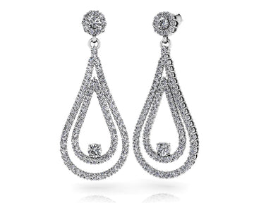 Double Drop Diamond Swing Earrings Lab-Grown Diamond with 2.91 ct.(finished) 1.5mm, 3.1mm