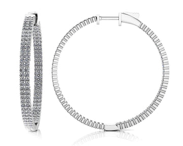 Double Row Inside Out Diamond Hoop Earrings Large Lab-Grown Diamond with 3.43 ct.(finished) 1.4mm