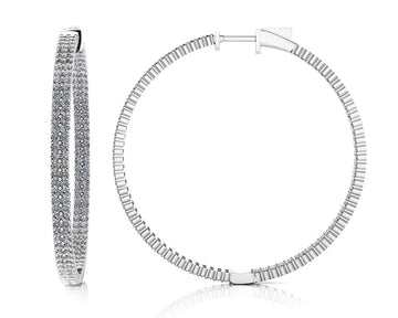 Double Row Inside Out Diamond Hoop Earrings Extra Lab-Grown Diamond with 4.11 ct.(finished) 1.4mm