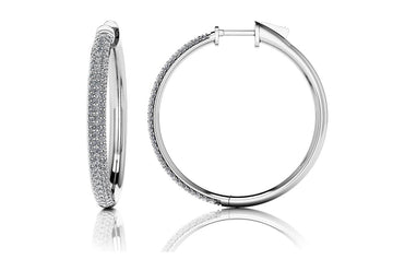 Medium Triple Row Diamond Hoop Earrings Lab-Grown Diamond with 2.28 ct.(finished) 1.5mm