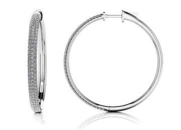 Large Triple Row Diamond Hoop Earrings Lab-Grown Diamond with 2.24 ct.(finished) 1.3mm
