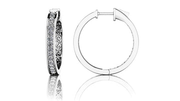Small Prong Set Diamond Lined Hoops Lab-Grown Diamond with 0.99 ct.(finished) 2mm