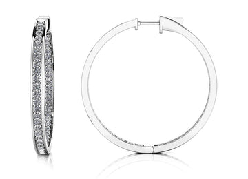 Large Shared Prong Single Row Diamond Hoops Lab-Grown Diamond with 1.86 ct.(finished) 1.5mm