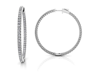 Elegant Curved Prong Hoop Earrings Extra Large Lab-Grown Diamond with 3.70 ct.(finished) 2mm