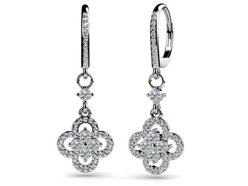 Diamond Clover Drop Earrings Lab-Grown Diamond with 3.00 ct.(finished) 1.5mm, 3.6mm