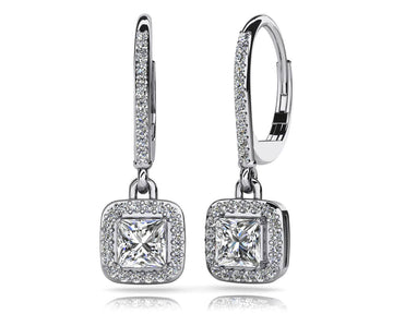 Princess Cut Diamond Allure Earrings Lab-Grown Diamond with 1.83 ct. (2X0.75 ct. center diamonds)
