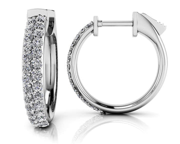 Dome Shaped Diamond Pave Hoop Earrings Extra Small Lab-Grown Diamond with 0.40 ct.(finished) 1mm