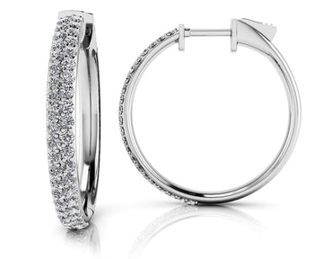 Diamond Pave Hoop Earrings Small Lab-Grown Diamond with 0.60 ct.(finished) 1mm