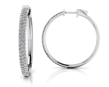 Diamond Pave Hoop Earrings Medium Lab-Grown Diamond with 0.80 ct.(finished) 1mm