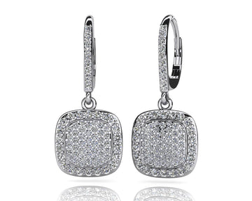 Square Shaped Diamond Cluster Earrings Lab-Grown Diamond with 1.51 ct.(finished) 1.0mm, 1.2mm, 1.5mm