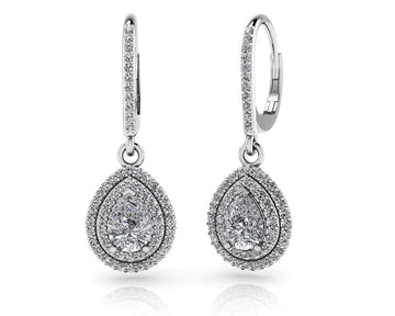 Vintage Teardrop Diamond Earrings Lab-Grown Diamond with 1.19 ct. (2X0.30 ct. center diamonds)